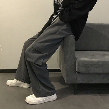 Aidase Casual Pants Plus Size 3XL Baggy Side Pocket Mopping Unisex Couples Mens Cargo Pant Solid Simple Harajuku Streetwear Men Fashion aidase-shop